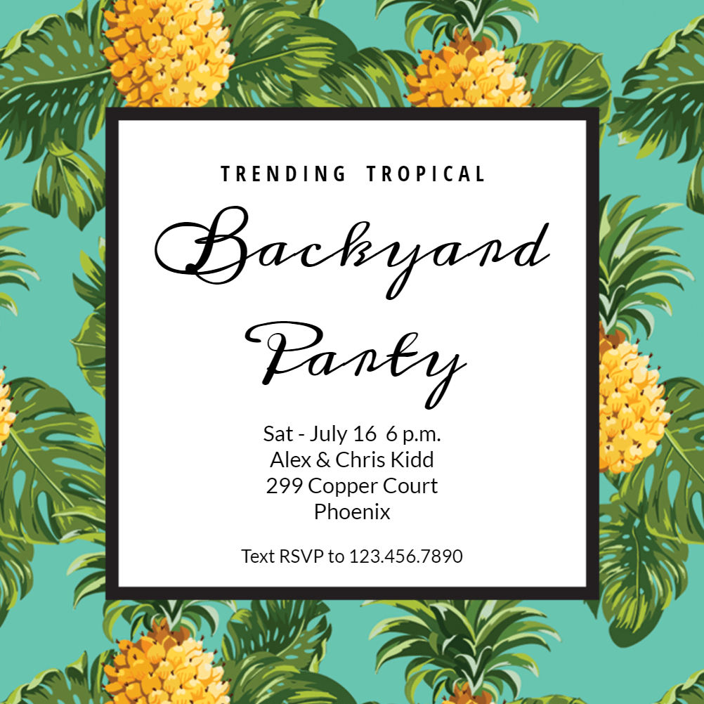 Pineapple Print - Printable Party Invitation Template (Free ...